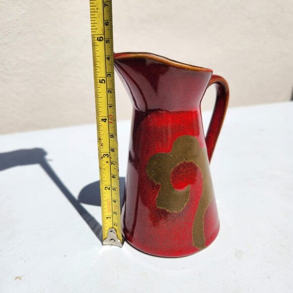 NEW Vintage Ceramic Pottery Beekman Home Abstract 5.5" Milk Pitcher Red Brown Co - Picture 3 of 15